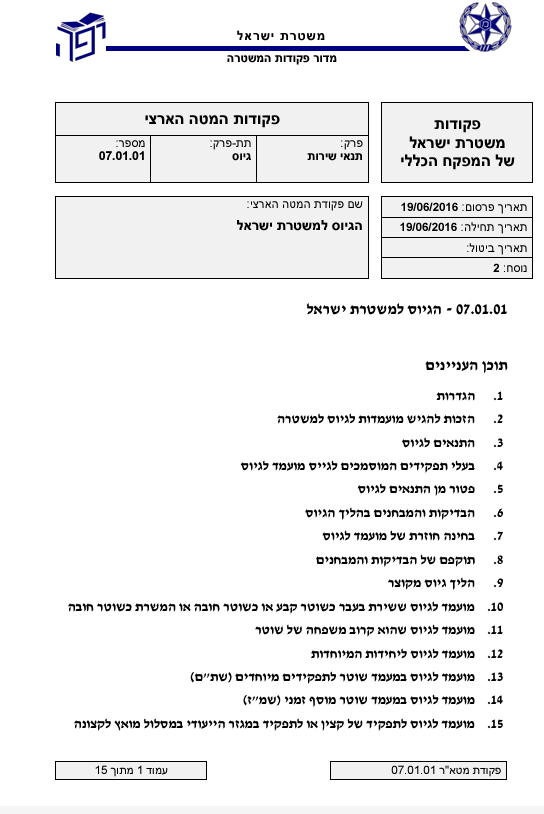 קבלת בקשה לעיון חוזר לגיוס למשטרה