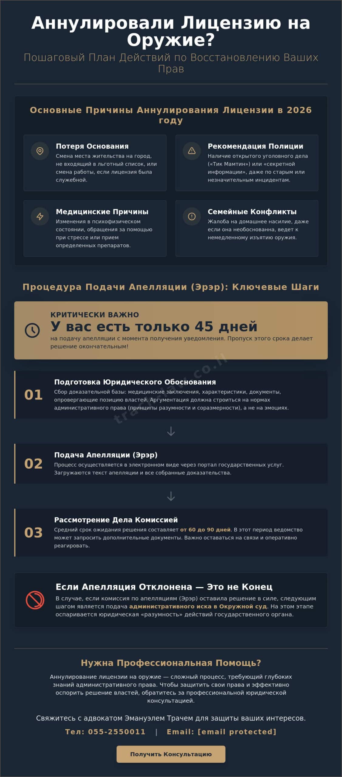 Обжалование отмены лицензии на оружие в Израиле: чек-лист и юридическое руководство 2026